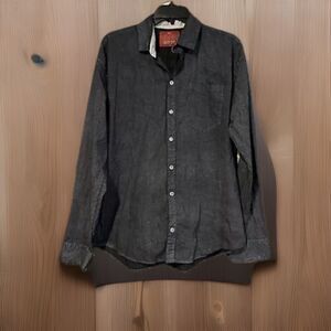 Men's Black Juster Premium Long Sleeve Button Up Shirt Geometric Pattern XL